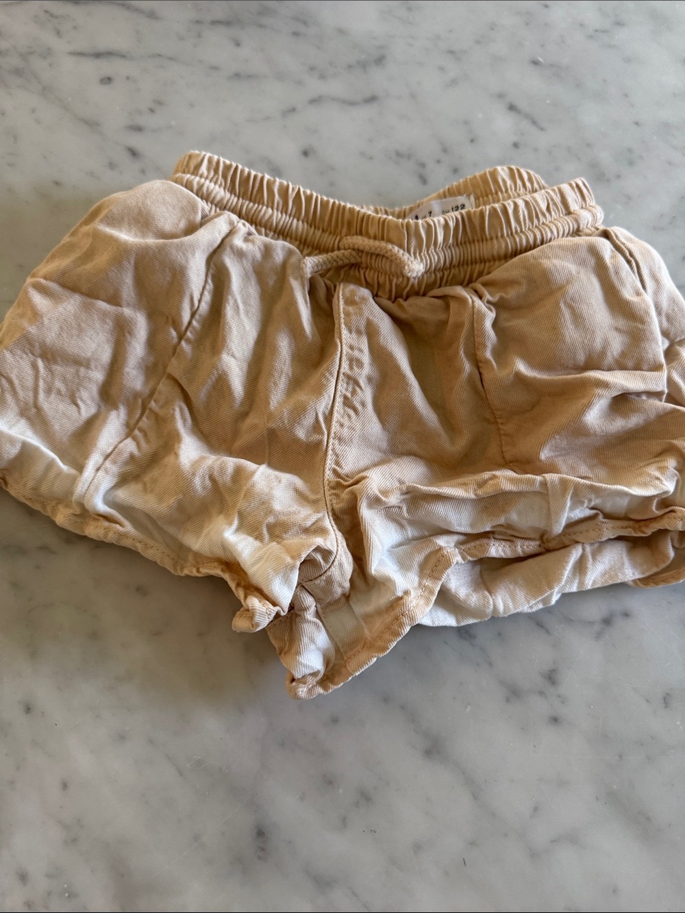 Zara Tye Dye Beige Lightweight Elastic Waist Shorts